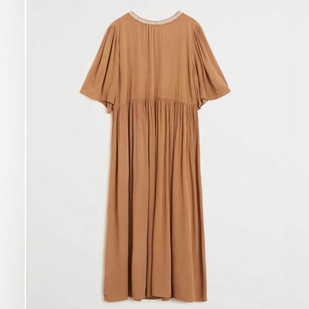 NWT Mango Brown Pearl Neck Dress | Size 4 Small